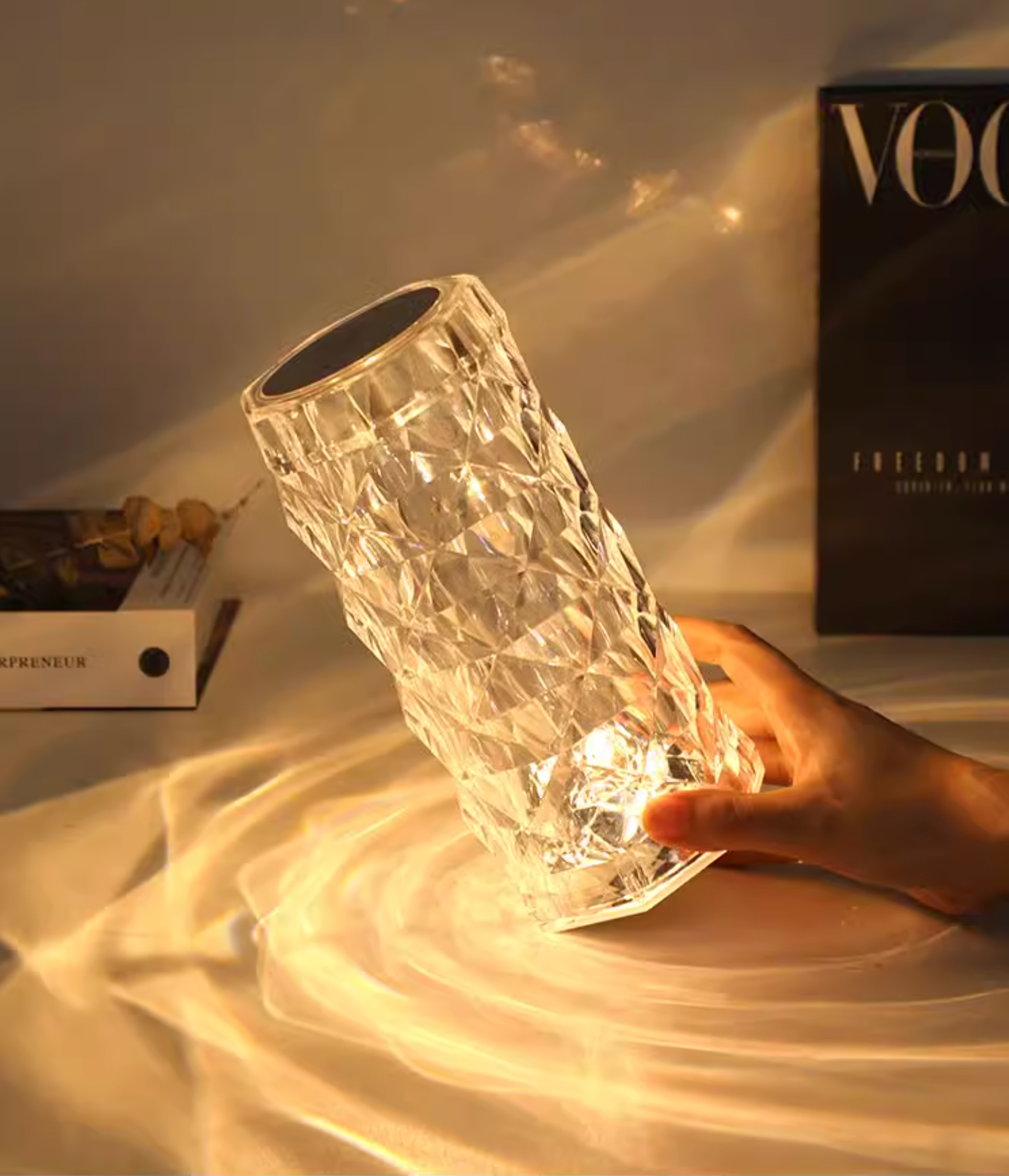 Crystal Rose Table Lamp Romantic Ambient Lamp Multicolor USB Charging